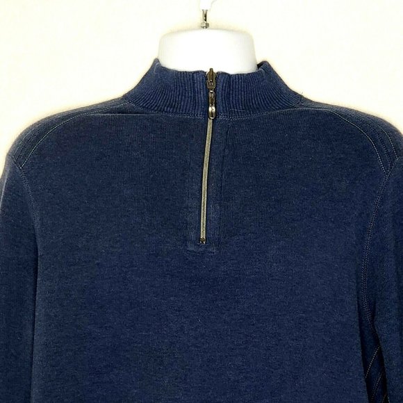 Tommy Bahama Men's Blue Pullover Sweater 1/4 Zipper Front Mock Neck - Picture 2 of 6